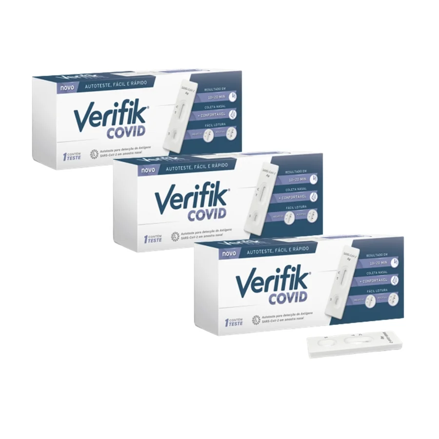 Kit com 3 Verifik® Covid Autoteste para Antígeno SARS-CoV-2