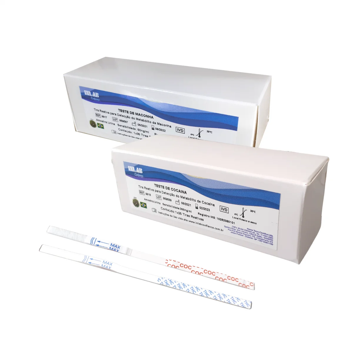 Kit Teste de Cocaina com 25 testes + Teste de Maconha com 35 testes