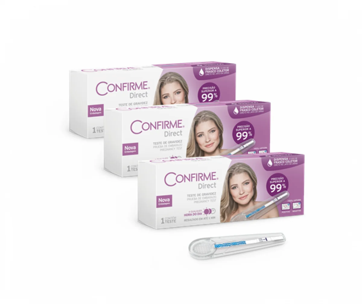 Kit com 3 Confirme Direct - Teste de Gravidez