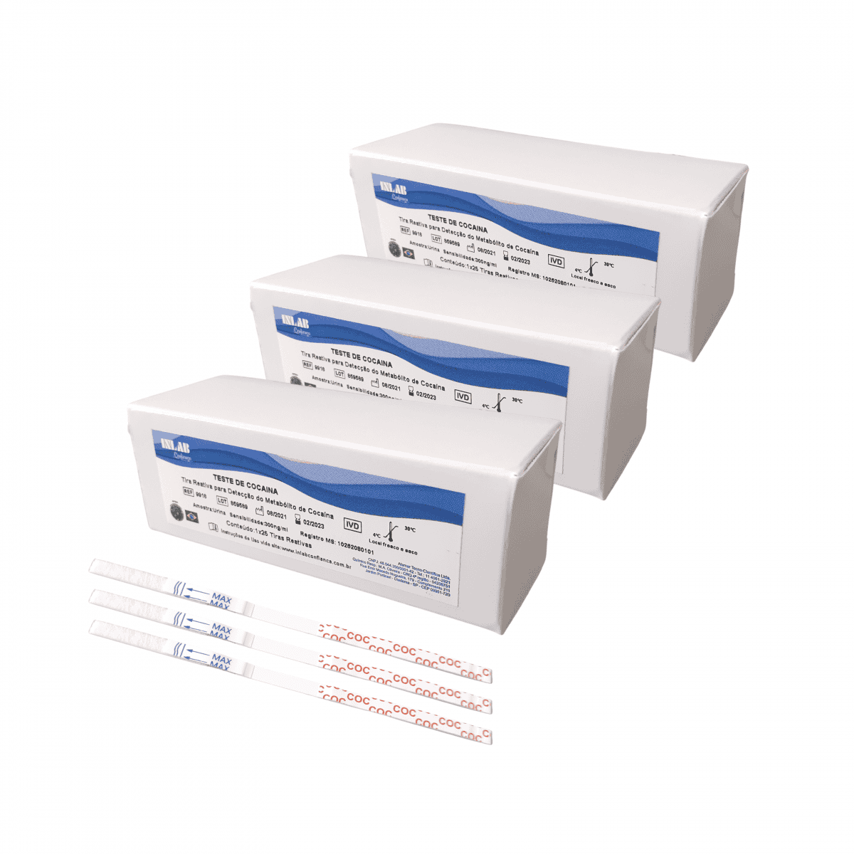 Kit com 3 Teste de Cocaina com 25 testes
