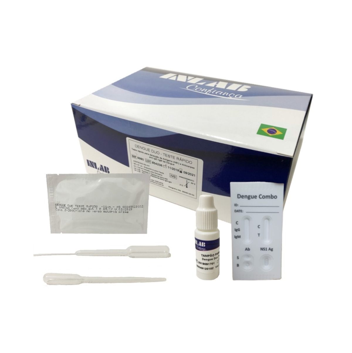 Teste de Dengue Duo (IgG/IgM e NS1) com 20 testes